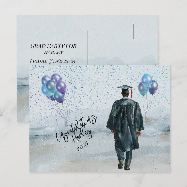 Examenfest Son Grattis Vykort (Fram/baksida)