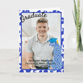 Examenfoto blå Leopardycktryck Kort