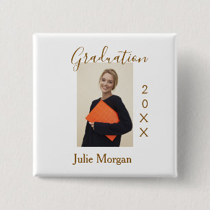 Examenfoto brun gyllene år 20XX namn enkelt Knapp
