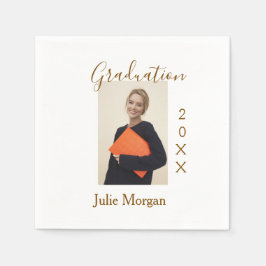 Examenfoto brun gyllene år 20XX namn enkelt Pappersservett