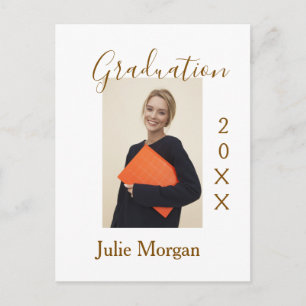 Examenfoto brun gyllene år 20XX namn enkelt Vykort