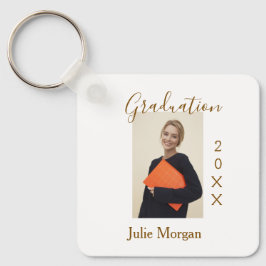 Examenfoto brun gyllene år 20XX namnenkel Nyckelring