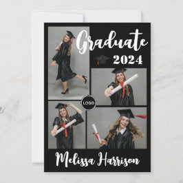 Examenfoto Collage Med Logotyp För Utexaminerade T Inbjudningar