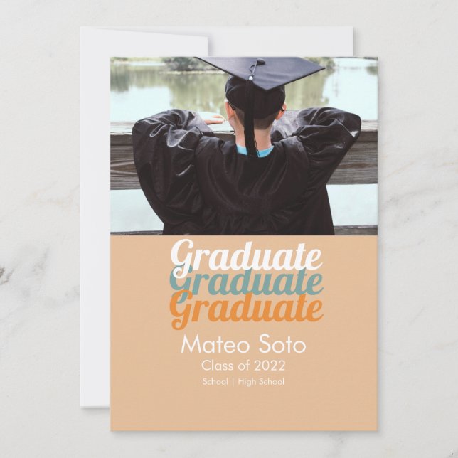 Examenfoto med Groovy Graduation Photo Bold  - til Inbjudningar (Framsida)