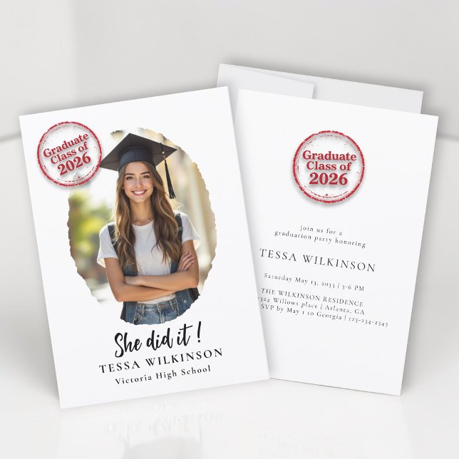 Examenfoto Porträtt Klass 2026 Inbjudningar (Skapare uppladdad)