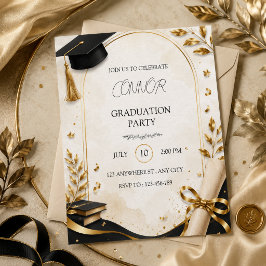 Exameninbjudan Elegant Guld Festkort Anteckningskort