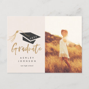 Examenkåpa Tassel Guld Folie Foto 2022 Annonc Meddelande Vykort