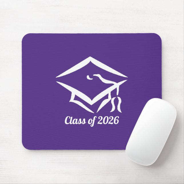 Examenklass 2025 PURWHT Anpassa år Musmatta (Med mus)