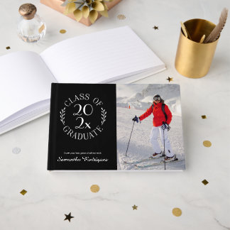 Examenklass 2026 Examen Foto Svart Mönster Utexami Gästböcker