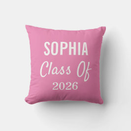 Examenklass 2026 Rosa Modern Typografi Kudde