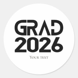 Examenklass 2026 Utexaminerade Svart Vitt Minimali Runt Klistermärke