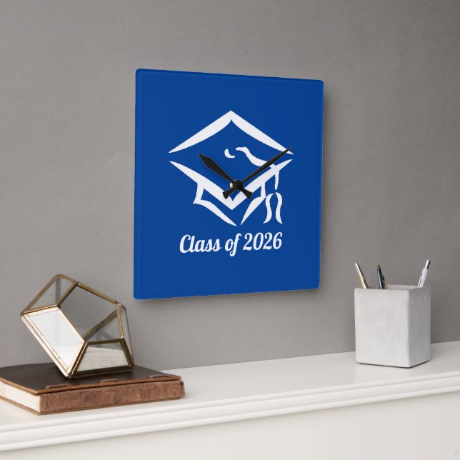 Examenklass 20?? BLUWHT Anpassa år Fyrkantig Klocka (Kontor)