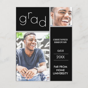 Examens Dubbelfoto Svart Annonsering Meddelande Vykort