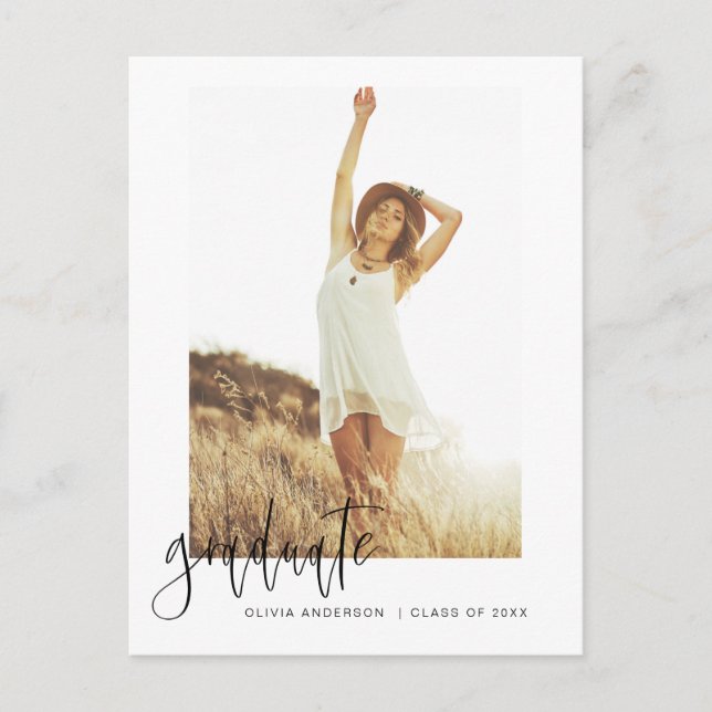 Examens examensmeddelande Foto Minimalistisk inbju Vykort (Framsida)