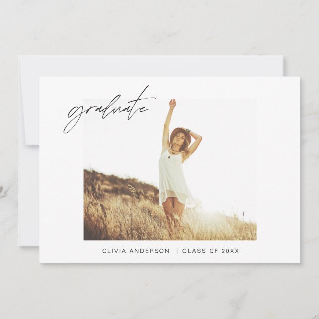 Examens examensmeddelande Foto Minimalistisk Inbjudningar (Framsida)