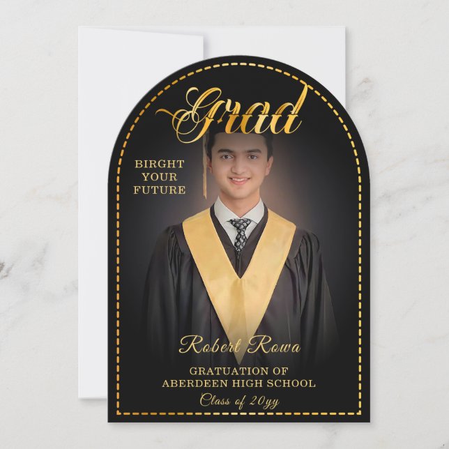 Examens. Guld värt att lysa upp din framtid Inbjudningar (Framsida)