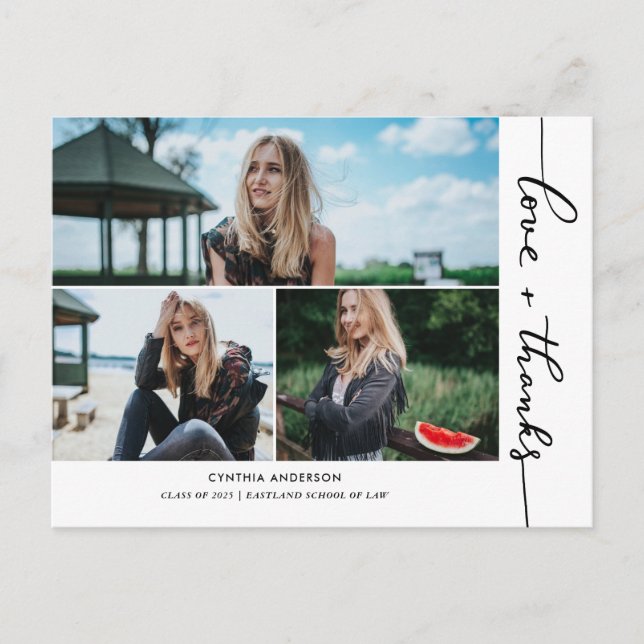 Examens Kärlek Och Tacksamhet Manus Foto Collage Vykort (Framsida)