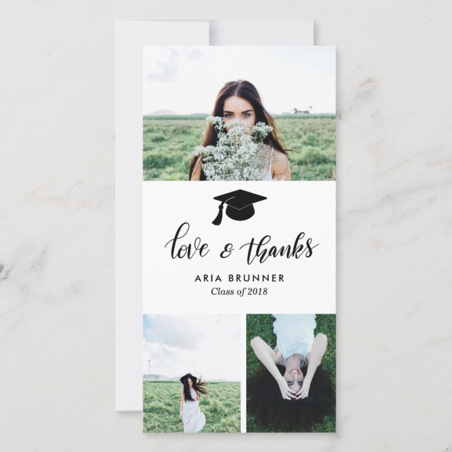 Examens kärlek & tack Tre Foto Modern Meddelande (Framsida)