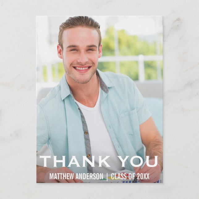 Examens Tack Modernt Fotokort WBB Vykort (Framsida)