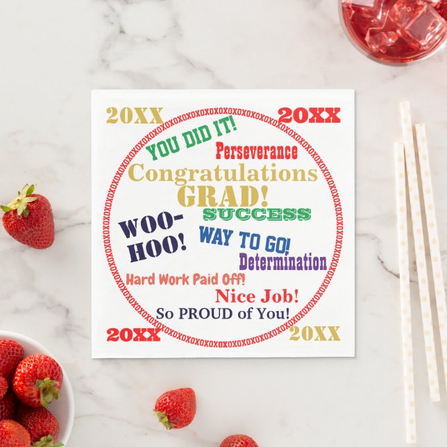Examens Typografi Röd Guld ÅR Pappersservett (Insitu)