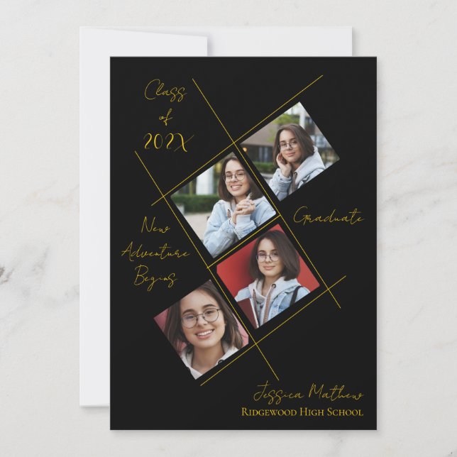 Examensannonser för klass 2025 med flera bilder inbjudningar (Framsida)