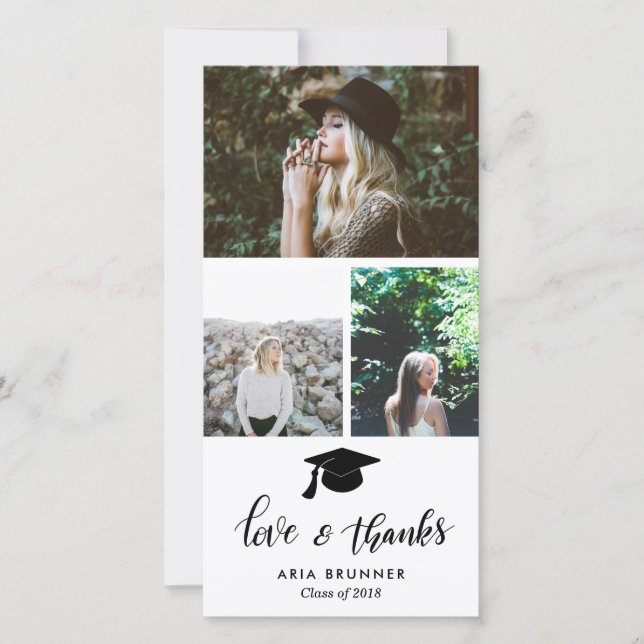 Examensbevis tack tre foto enkelt meddelande (Framsida)