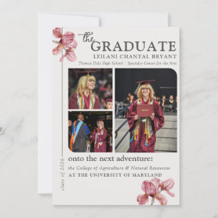 Examensblommig fotokollage meddelande