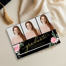 Examensblush Blommig examensannonsering 3 bilder Meddelande