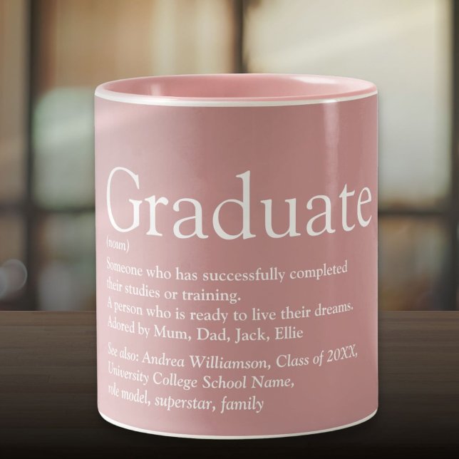 Examensdefinition Modern Dammig Rosa Två-Tonad Mugg (Graduate Definition Modern Dusty Rose Two-Tone Coffee Mug)