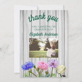 Examensfest i trädgården tack kort