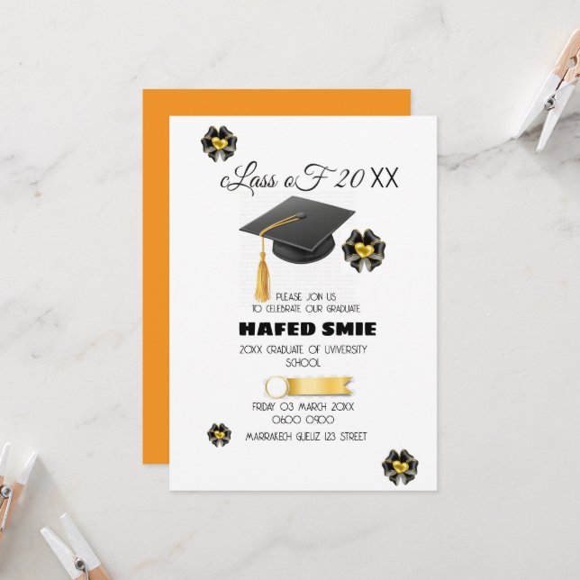 Examensfest Invitation Mall Redigerbar Examen (Fram/Back In Situ)