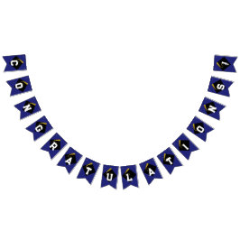 Examensfirande Blå Flaggor med Grattis