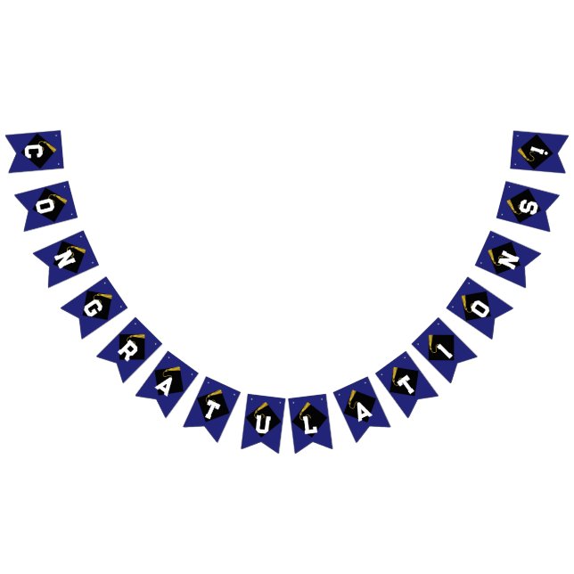 Examensfirande Blå Flaggor med Grattis (Alla)