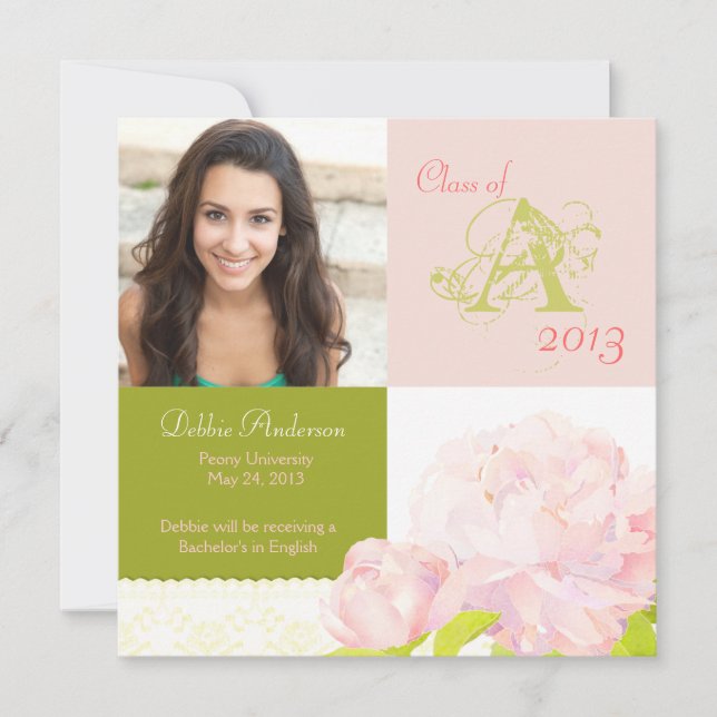 Examensfirande collegestudent 2013 Monogram-inbjud Inbjudningar (Framsida)