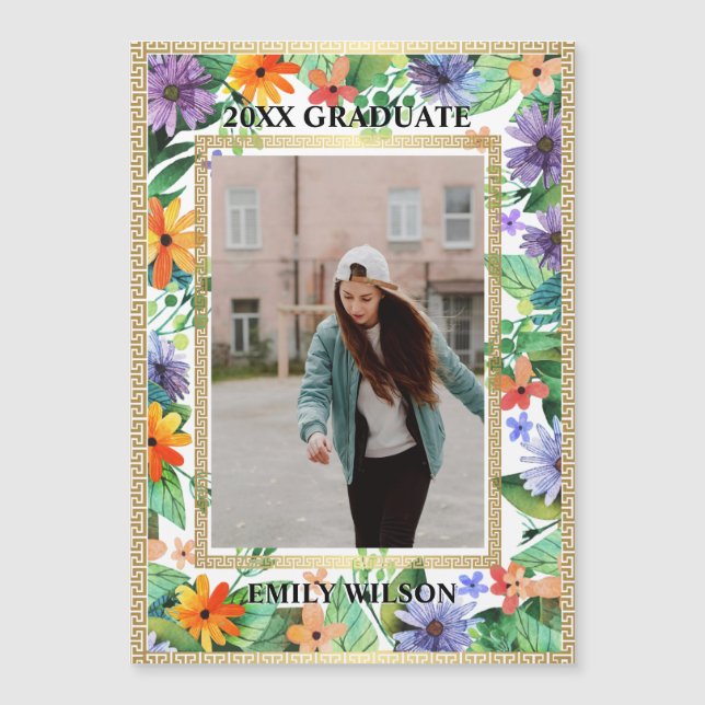 Examensfirande för årskull 20XX med blommotiv och  (Framsida)