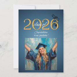 Examensfirande för klass 2026 Modern Blå & Inbjudningar
