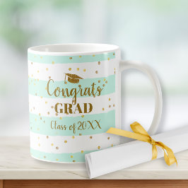 Examensfirande Grattis Examen Guld Glitter Ränder Kaffemugg