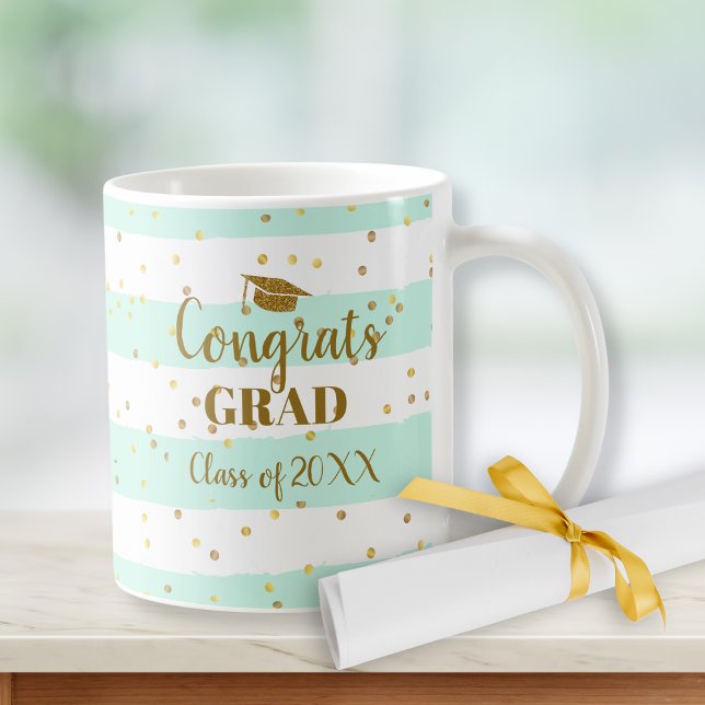 Examensfirande Grattis Examen Guld Glitter Ränder Kaffemugg (Skapare uppladdad)