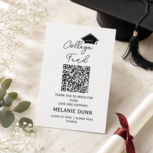Examensfond för college bifogad kort (#funds #collegefund #thankyougraduation #gift #favorgift #graduationparty #blackandwhitegraduation)