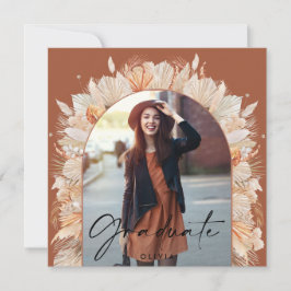 Examensfoto båge terrakotta pampas botanisk inbjudningar