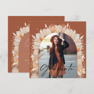 Examensfoto båge terrakotta pampas botanisk inbjudningar