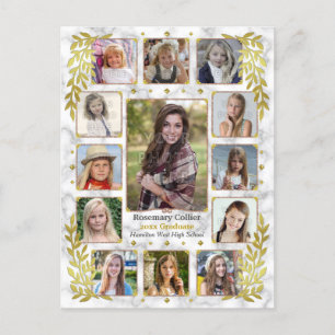 Examensfoto collage för gymnasiet Guld marmor Meddelande Vykort