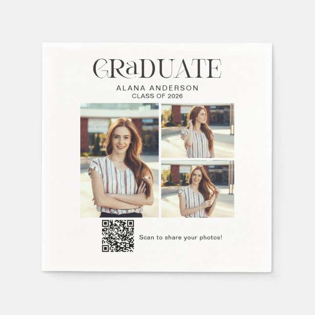 Examensfoto Collage QR-kod Foto Delning Pappersservett (Framsidan)