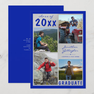 Examensfoto Collage Skript Namn Blå Silver Meddelande