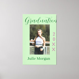 Examensfoto grön rosa år 20XX namn enkelt Canvastryck