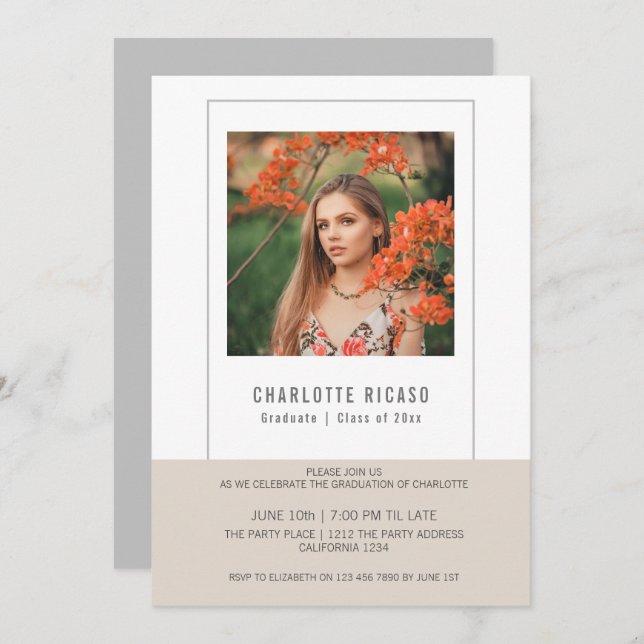 Examensfoto Mall Personlig Tan Vit (Fram/baksida)