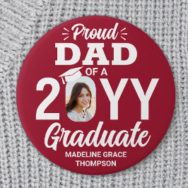 Examensfoto Stolt Pappa Modern Röd och Vit Knapp