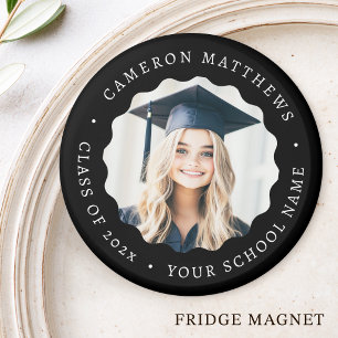 Examensfoto svart vågig kant examen magnet