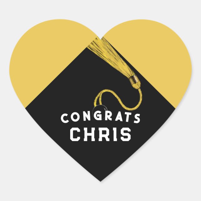 Examensguld Hjärtformat Klistermärke (Framsida)