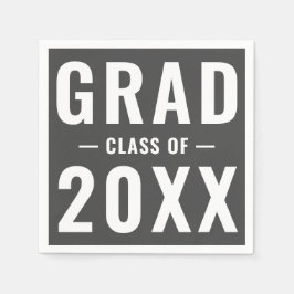 Examensklass 2023 kolgrå modern typografi pappersservett